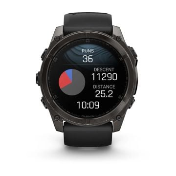 Garmin Fenix 8 - 51 mm, AMOLED - Sapphire, Karbon Gri DLC, Siyah/Gri Silikon Kayışlı