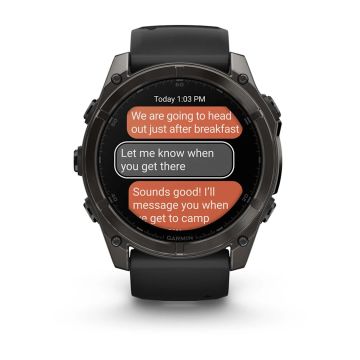 Garmin Fenix 8 - 51 mm, AMOLED - Sapphire, Karbon Gri DLC, Siyah/Gri Silikon Kayışlı