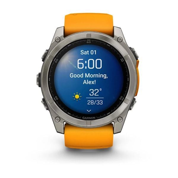Garmin Fenix 8 - 51 mm, AMOLED - Sapphire, Titanyum Turuncu/Grafit Kayışlı görsel 2