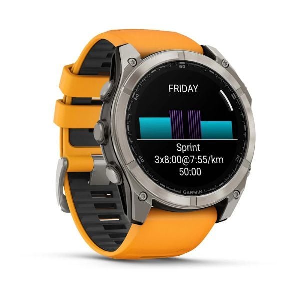 Garmin Fenix 8 - 51 mm, AMOLED - Sapphire, Titanyum Turuncu/Grafit Kayışlı görsel 3