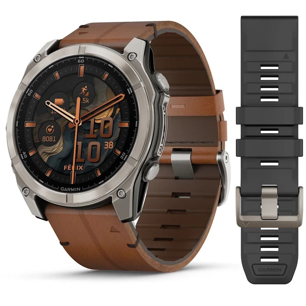 Garmin Fenix 8 - 51 mm, AMOLED - Sapphire, Titanyum, Deri Kayışlı