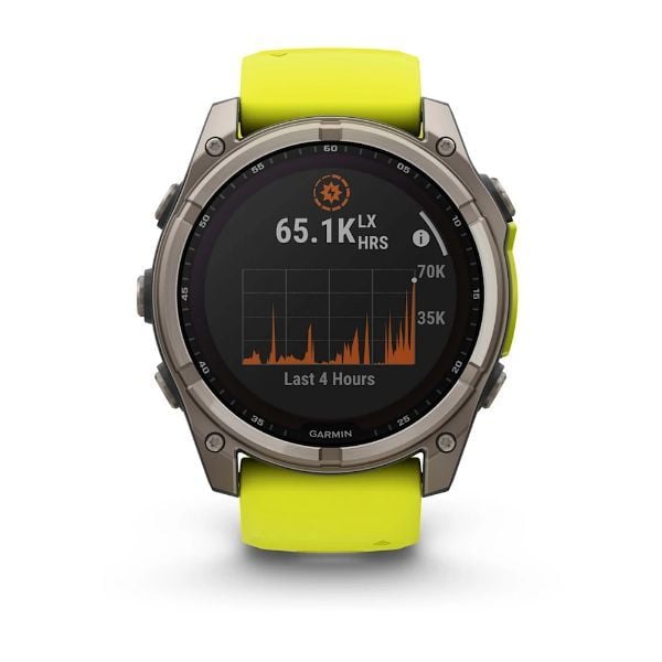 Garmin Fenix 8 - 51 mm, Solar, Sapphire - Titanyum, Amp Sarı/Grafit Silikon Kayışlı görsel 2