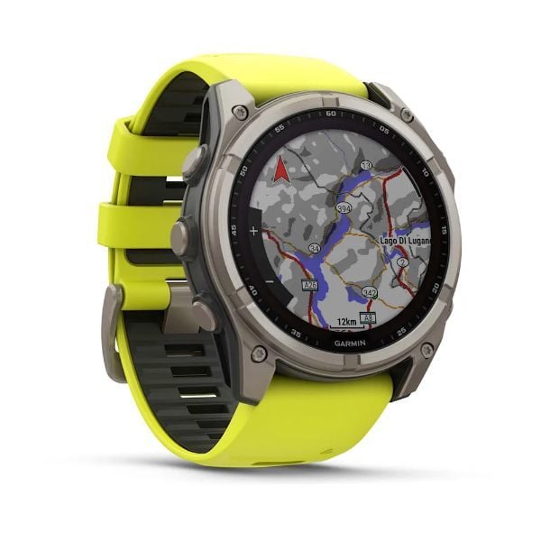 Garmin Fenix 8 - 51 mm, Solar, Sapphire - Titanyum, Amp Sarı/Grafit Silikon Kayışlı görsel 3
