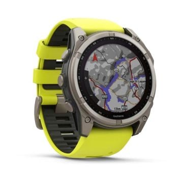 Garmin Fenix 8 - 51 mm, Solar, Sapphire - Titanyum, Amp Sarı/Grafit Silikon Kayışlı