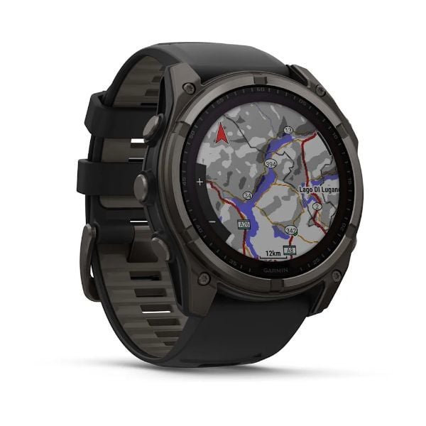 Garmin Fenix 8 - 51 mm, Solar, Sapphire, - Karbon gri DLC Titanyum, Siyah/Çakıl Grisi Silikon Kayışlı görsel 2