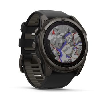 Garmin Fenix 8 - 51 mm, Solar, Sapphire, - Karbon gri DLC Titanyum, Siyah/Çakıl Grisi Silikon Kayışlı