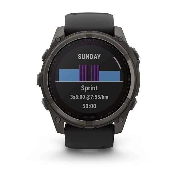 Garmin Fenix 8 - 51 mm, Solar, Sapphire, - Karbon gri DLC Titanyum, Siyah/Çakıl Grisi Silikon Kayışlı görsel 3
