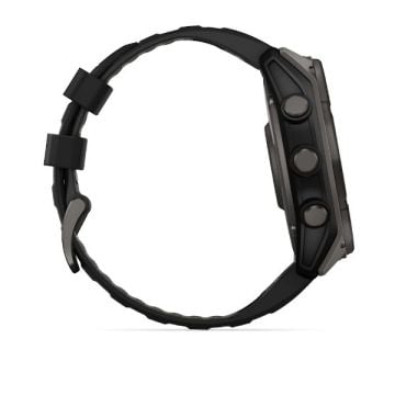 Garmin Fenix 8 - 51 mm, Solar, Sapphire, - Karbon gri DLC Titanyum, Siyah/Çakıl Grisi Silikon Kayışlı