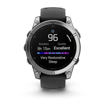Garmin fenix E – 47 mm, AMOLED-Paslanmaz çelik, Siyah silikon kayışlı