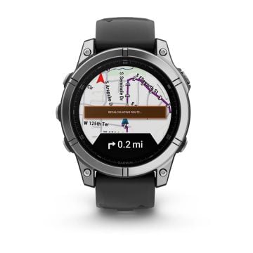 Garmin fenix E – 47 mm, AMOLED-Paslanmaz çelik, Siyah silikon kayışlı