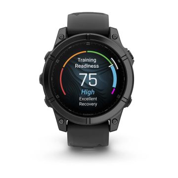 Garmin fenix E – 47 mm, AMOLED-Slate Gri, Siyah Silikon Kayışlı