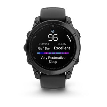 Garmin fenix E – 47 mm, AMOLED-Slate Gri, Siyah Silikon Kayışlı