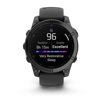 Garmin fenix E – 47 mm, AMOLED-Slate Gri, Siyah Silikon Kayışlı