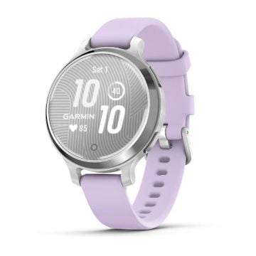 Garmin Lily 2 Active - Gümüş, Mor Yasemin Silikon Kayışlı