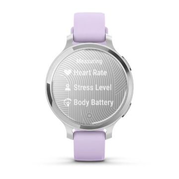 Garmin Lily 2 Active - Gümüş, Mor Yasemin Silikon Kayışlı