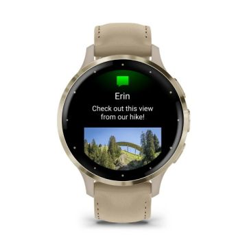 Garmin Venu 3S - Soft Gold | French Gri Deri Kayışlı Akıllı Saat