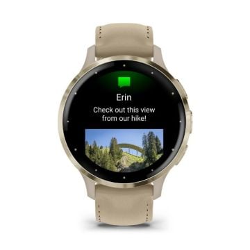 Garmin Venu 3S - Soft Gold | French Gri Deri Kayışlı Akıllı Saat
