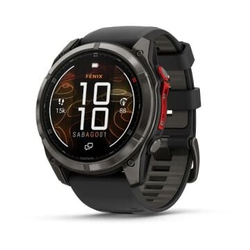 Garmin fenix 8 – 51 mm, MicroLED - Sapphire, Karbon Gri DLC Titanyum, Siyah/Çakıl Grisi silikon kayışlı