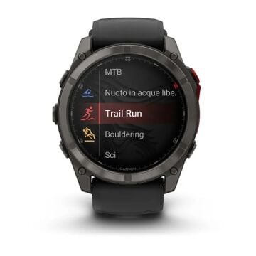 Garmin fenix 8 – 51 mm, MicroLED - Sapphire, Karbon Gri DLC Titanyum, Siyah/Çakıl Grisi silikon kayışlı