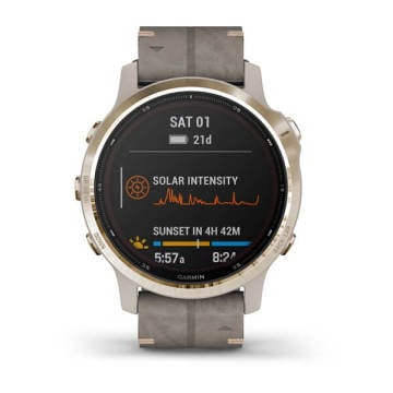 Garmin fenix 6S Pro Solar Light Gold Multispor GPS Akıllı Saat - Süet Kayış
