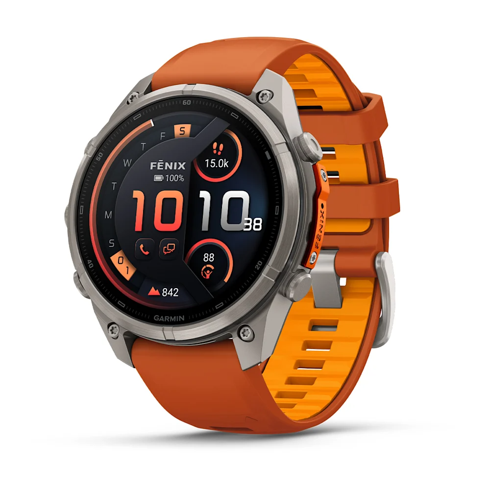 Garmin Fenix 9 Pro– 47 mm Titanyum, Turuncu Silikon Kayışlı