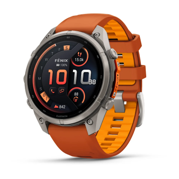 Garmin Fenix 9 Pro– 47 mm Titanyum, Turuncu Silikon Kayışlı
