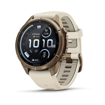 fenix 9 Pro inReach – 43 mm - Gold Titanyum, Krem/Gri Silikon Kayışlı