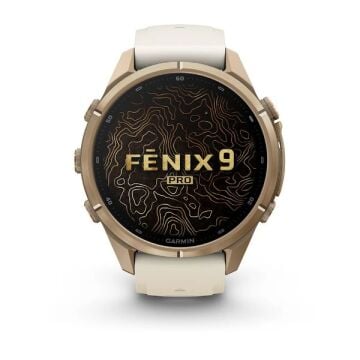 fenix 9 Pro inReach – 43 mm - Gold Titanyum, Krem/Gri Silikon Kayışlı