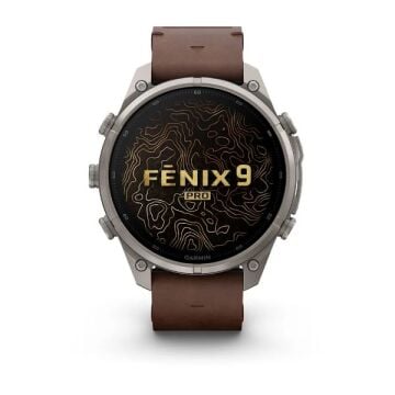 fenix 9 Pro inReach – 47 mm - Titanyum, Kahverengi Deri Kayışlı