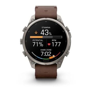 fenix 9 Pro inReach – 47 mm - Titanyum, Kahverengi Deri Kayışlı