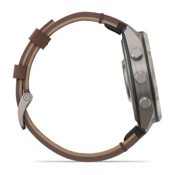 fenix 9 Pro inReach – 47 mm - Titanyum, Kahverengi Deri Kayışlı