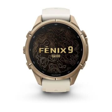 fenix 9 Pro – 43 mm - Gold Titanyum, Krem/Gri Silikon Kayışlı