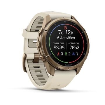 fenix 9 Pro – 43 mm - Gold Titanyum, Krem/Gri Silikon Kayışlı