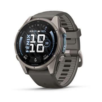 Garmin Fenix 9 – 43 mm Titanyum, Çakıl Grisi Silikon Kayışlı
