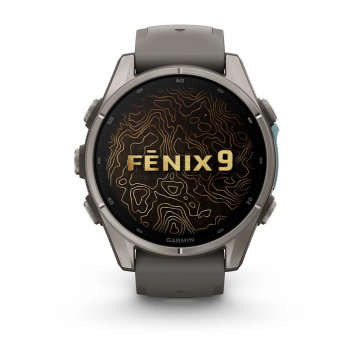 Garmin Fenix 9 – 43 mm Titanyum, Çakıl Grisi Silikon Kayışlı