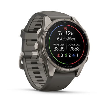Garmin Fenix 9 – 43 mm Titanyum, Çakıl Grisi Silikon Kayışlı