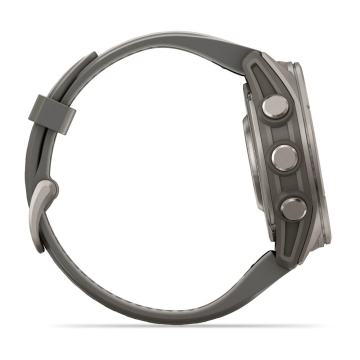 Garmin Fenix 9 – 43 mm Titanyum, Çakıl Grisi Silikon Kayışlı