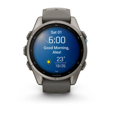 Garmin Fenix 9 – 43 mm Titanyum, Çakıl Grisi Silikon Kayışlı