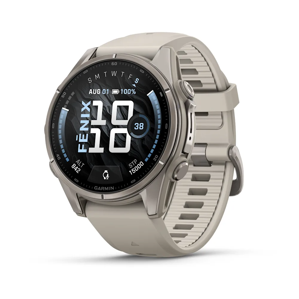 Garmin Fenix 9 – 43 mm Titanyum, Sis Grisi Silikon Kayışlı