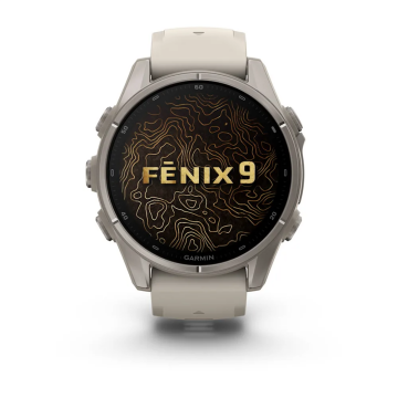 Garmin Fenix 9 – 43 mm Titanyum, Sis Grisi Silikon Kayışlı