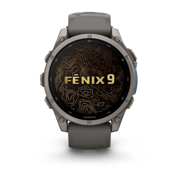 Garmin Fenix 9 – 47 mm Titanyum, Çakıl Grisi Silikon Kayışlı