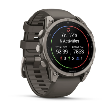 Garmin Fenix 9 – 47 mm Titanyum, Çakıl Grisi Silikon Kayışlı
