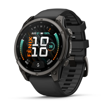 Garmin Fenix 9 – 47 mm Karbon Gri DLC Titanyum, Siyah Silikon Kayışlı