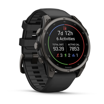 Garmin Fenix 9 – 47 mm Karbon Gri DLC Titanyum, Siyah Silikon Kayışlı