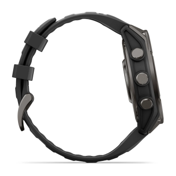 Garmin Fenix 9 – 47 mm Karbon Gri DLC Titanyum, Siyah Silikon Kayışlı