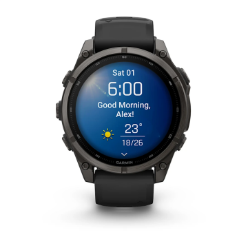 Garmin Fenix 9 – 47 mm Karbon Gri DLC Titanyum, Siyah Silikon Kayışlı