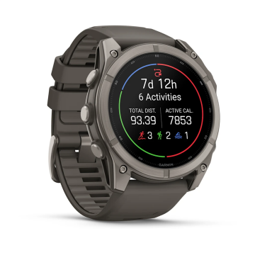 Garmin Fenix 9 – 51 mm Titanyum, Çakıl Grisi Silikon Kayışlı