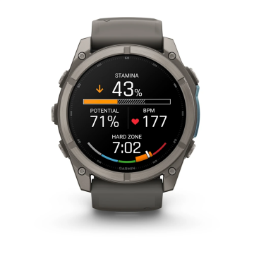 Garmin Fenix 9 – 51 mm Titanyum, Çakıl Grisi Silikon Kayışlı
