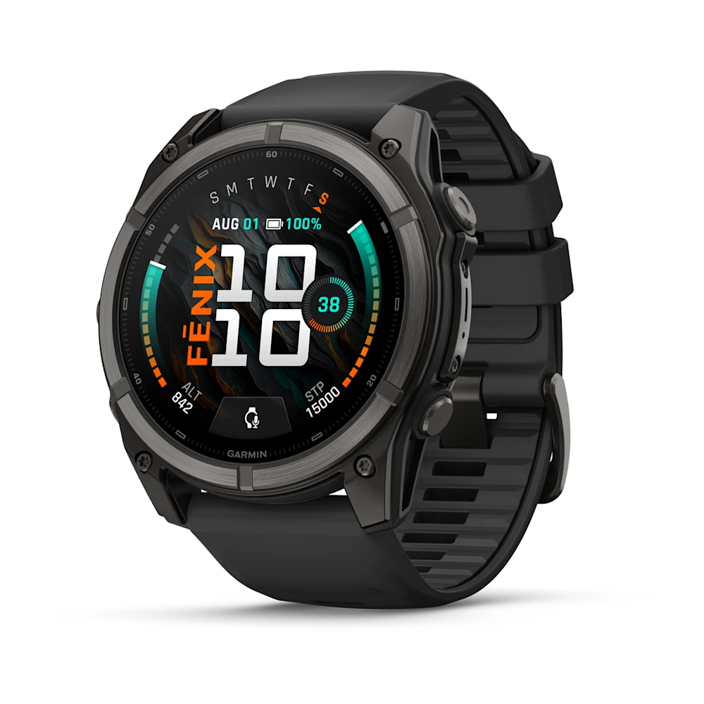Garmin Fenix 9 – 51 mm Karbon Gri DLC Titanyum, Siyah Silikon Kayışlı