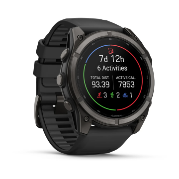 Garmin Fenix 9 – 51 mm Karbon Gri DLC Titanyum, Siyah Silikon Kayışlı